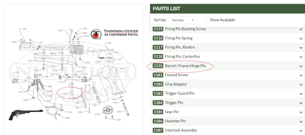 New Production - .374" TC Contender Hing Pin