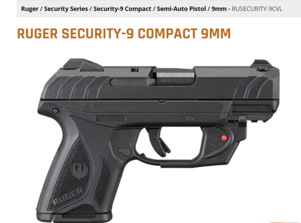 Ruger Security 9 Compact Semi-Auto Pistol with Laser